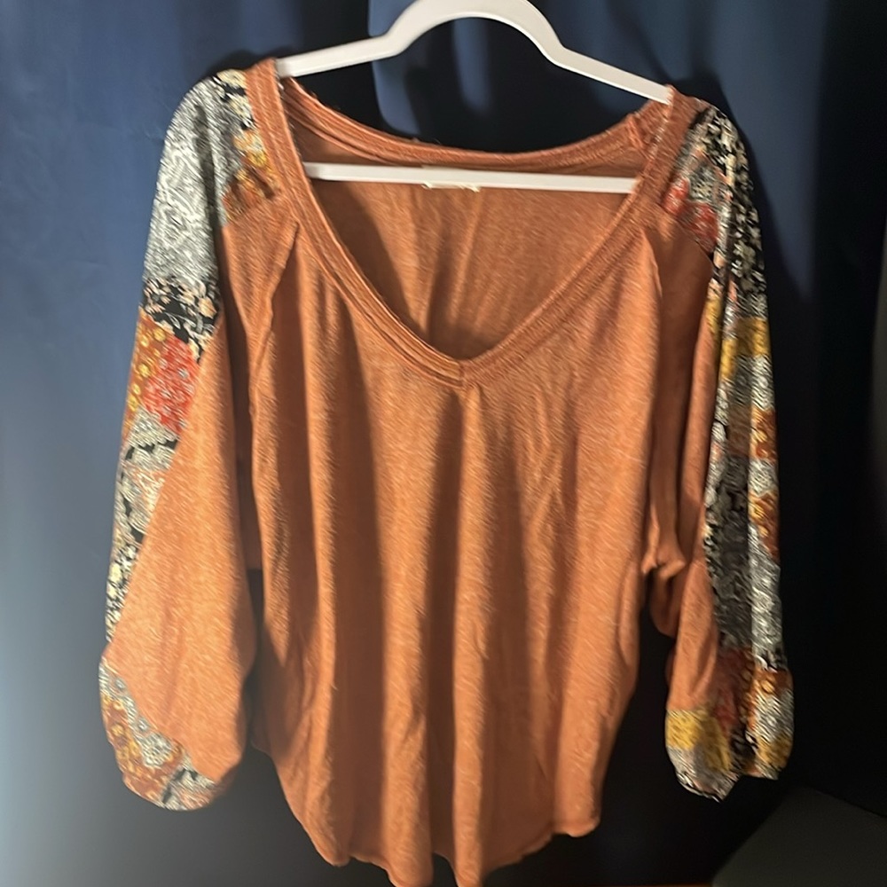 HIDDEN GARDEN BOHO CHIFFON SLEEVE BLOUSE